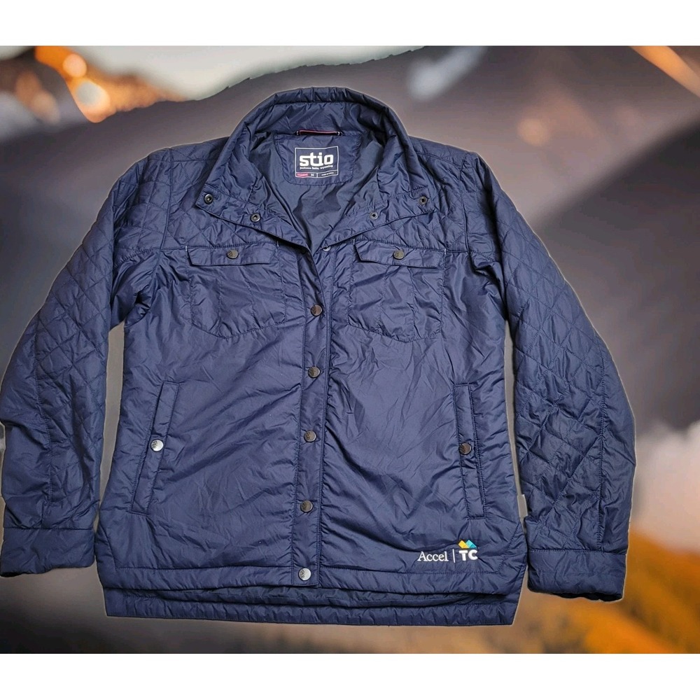 🌲Stio Shirt Jacket Women M Navy Skycrest Insulated Snap Thermore Ecowdown